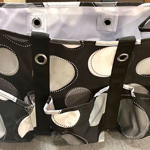 Thirty-One Organizing Utility Tote - Black Happy Dot - black and white